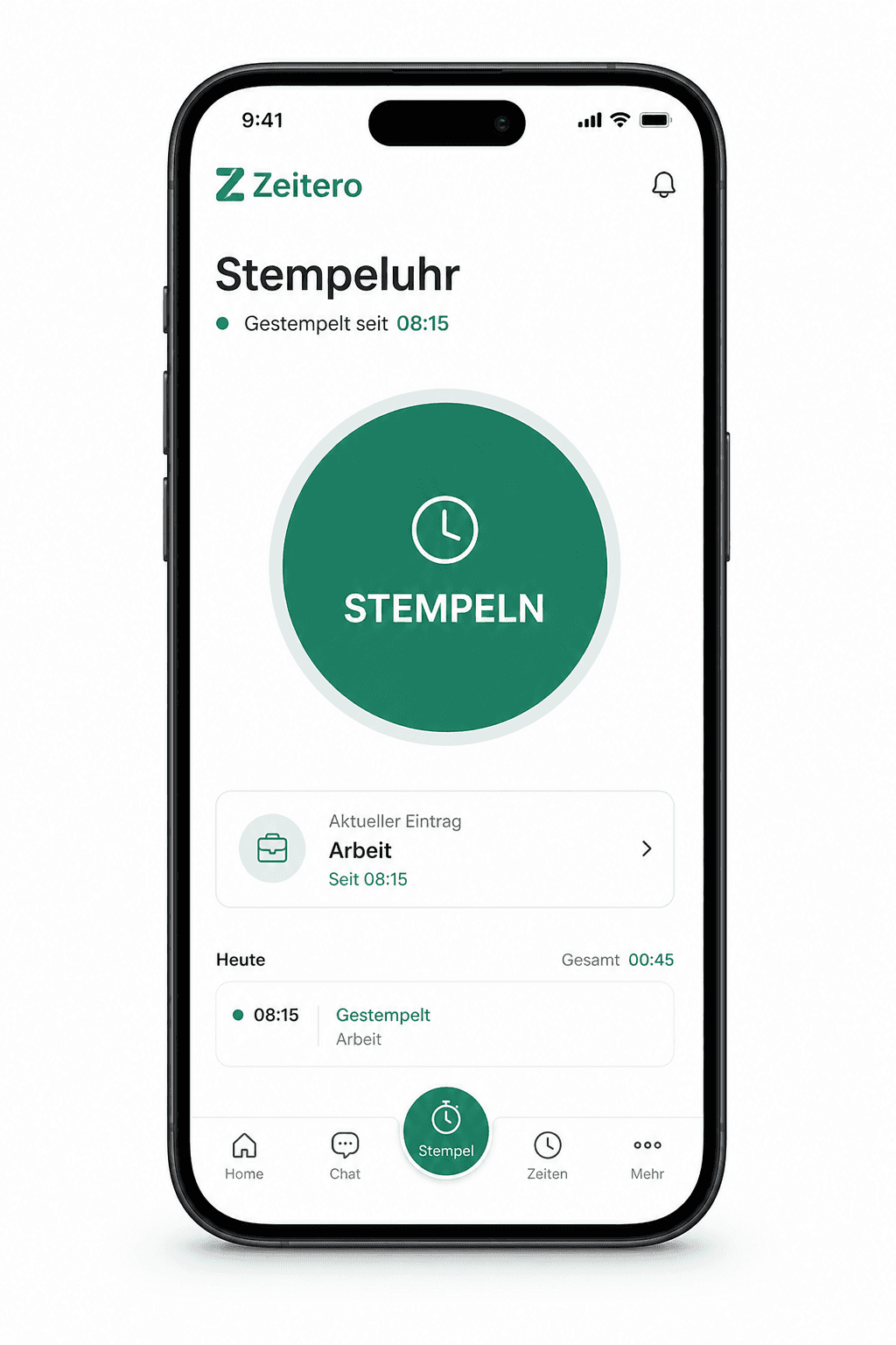 Stempeluhr auf dem Smartphone